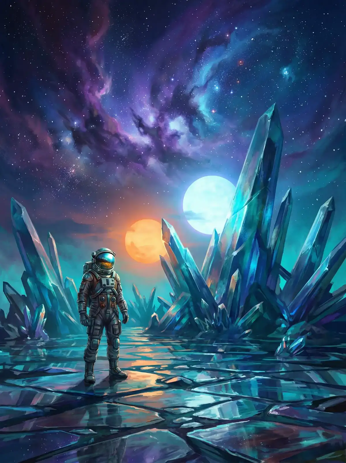 麻豆| - 异星探索者在结晶星球表面行走
